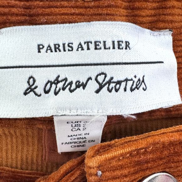 & Other Stories Womens Kick Flare Corduroy Pants Size 2 Fall Chestnut Brown - Picture 3 of 7